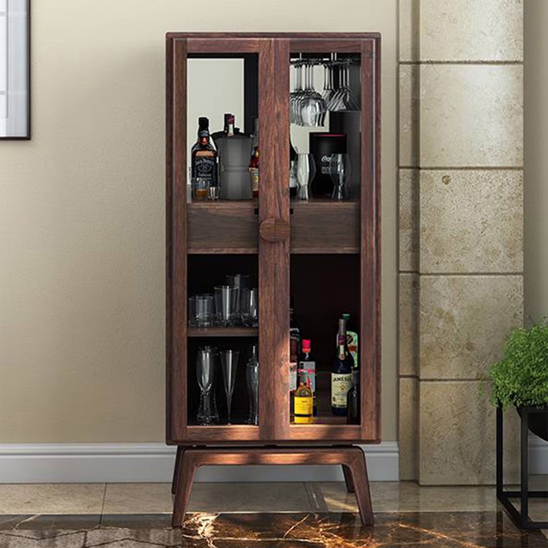 Boisdale Solid Wood Bar Cabinet (Walnut Finish)