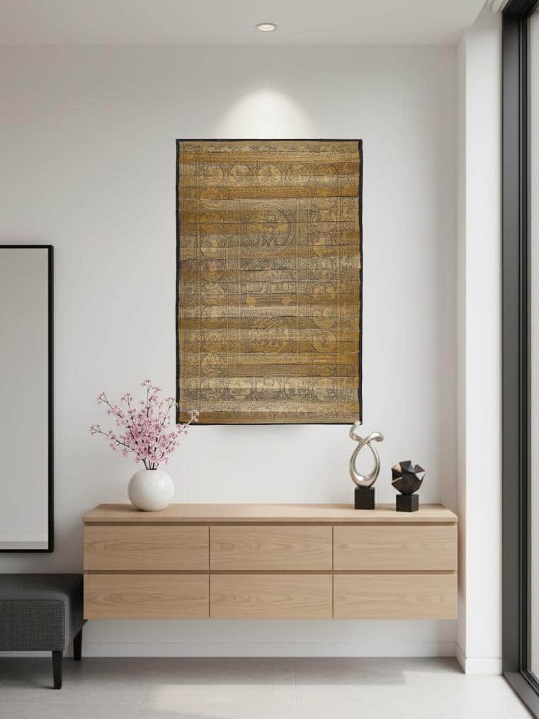 Palm Leaf Engraved Lord Krishna Narrative Wall Art