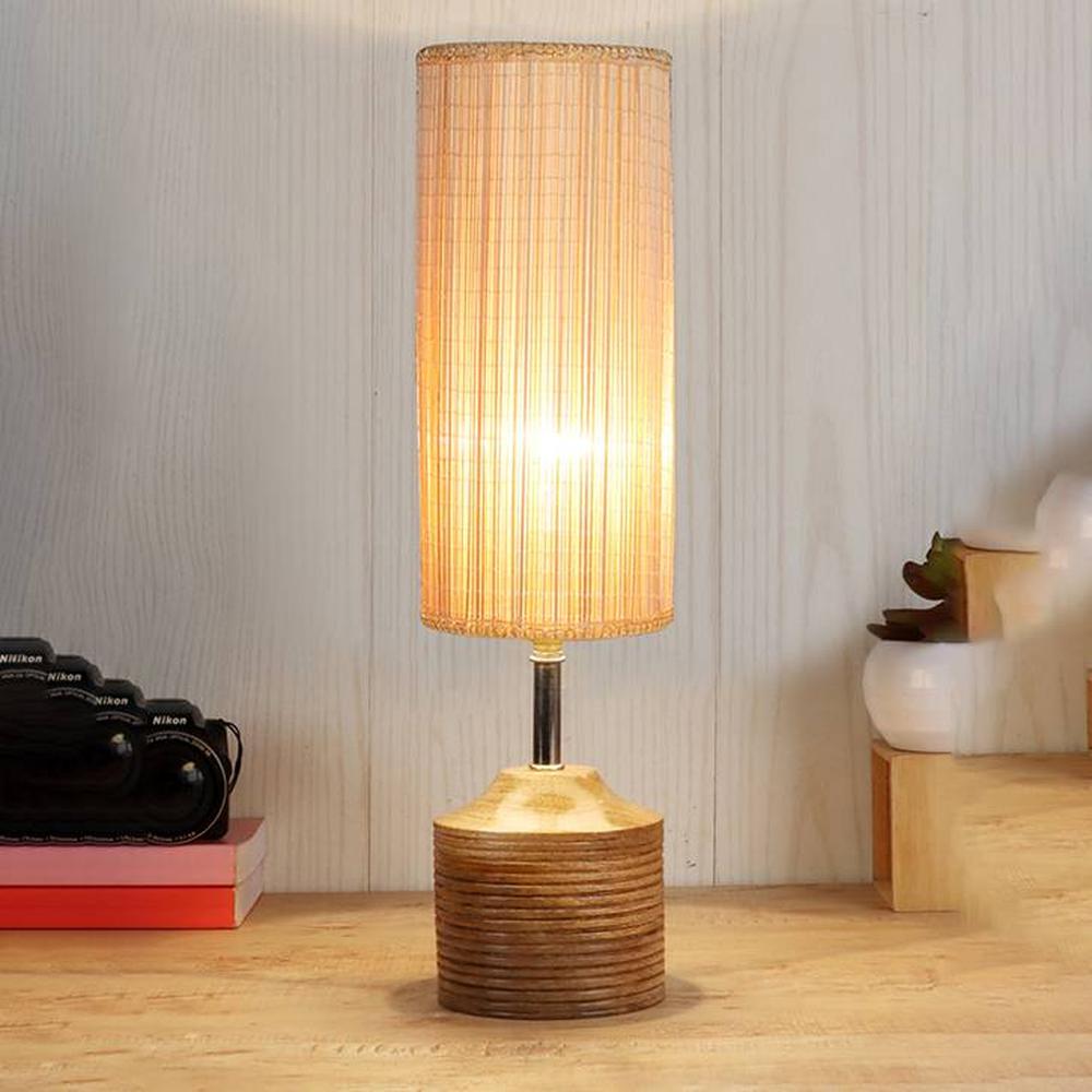 Parker Wood Table lamp with Bamboo Shade