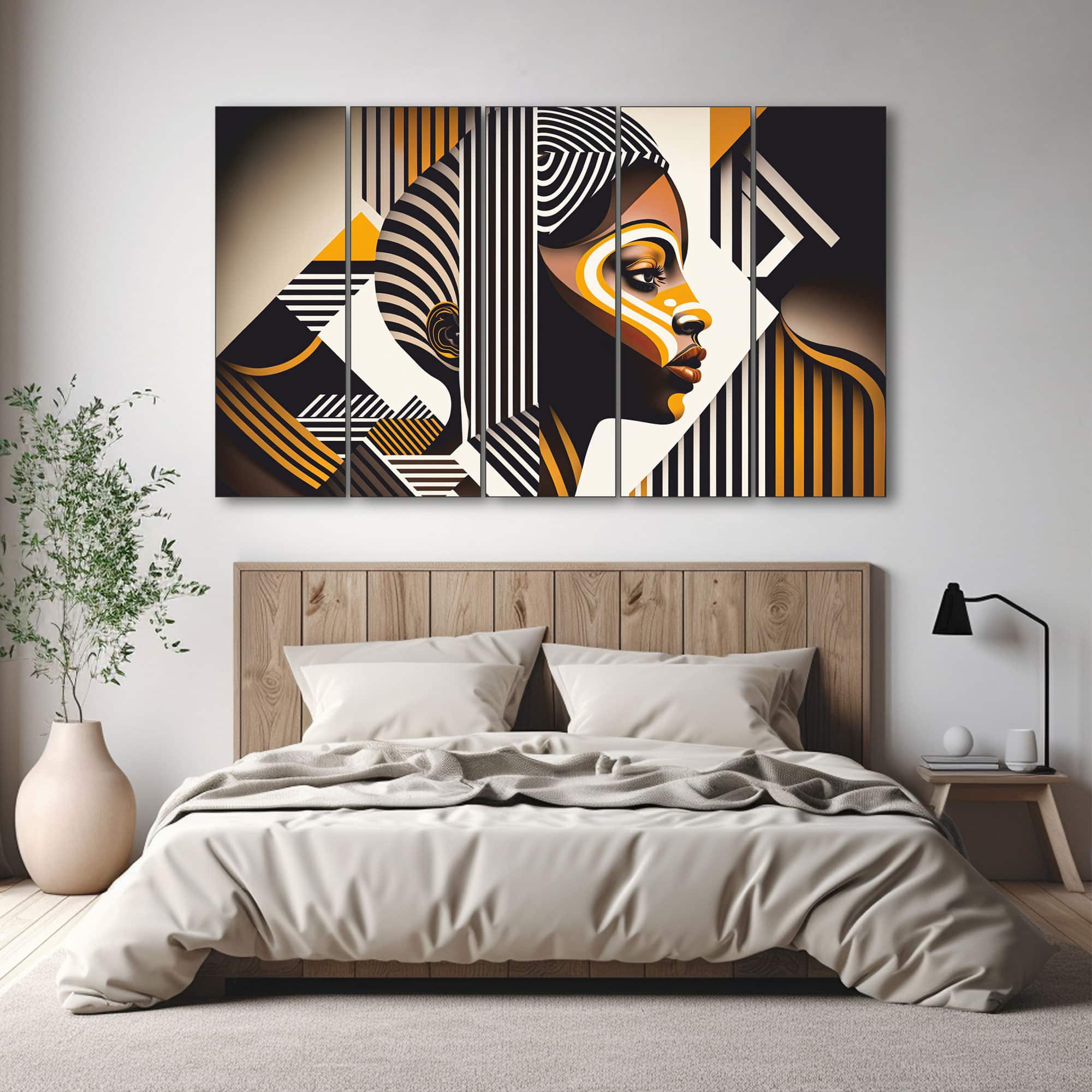 The Castle Decor Woman Abstract Art Wall Painting Wooden Framed Digital Painting 27x48 Inch - The Castle Decor