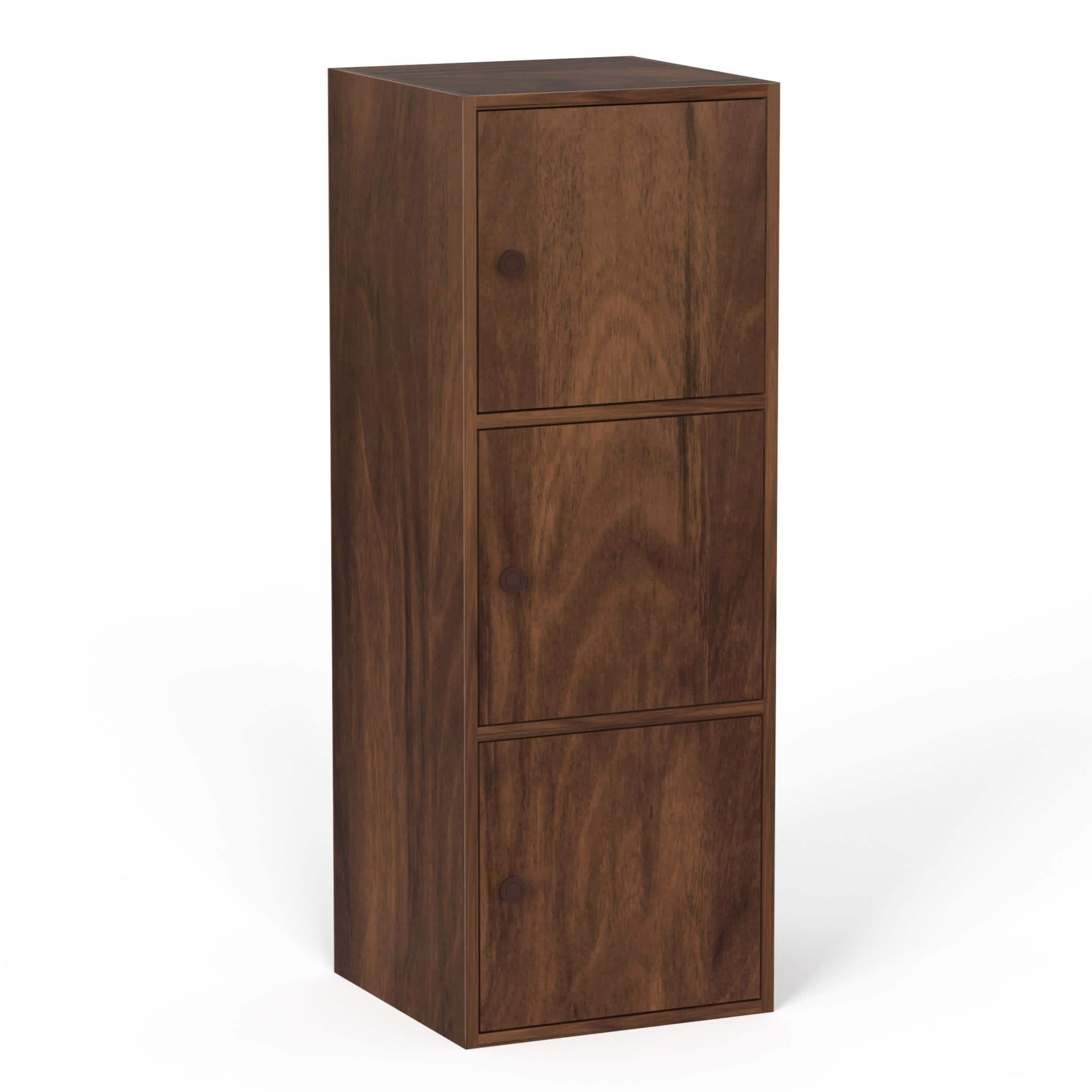 Calcio 3-Tier Engineered Wood Wardrobe In Brown Maple Finish