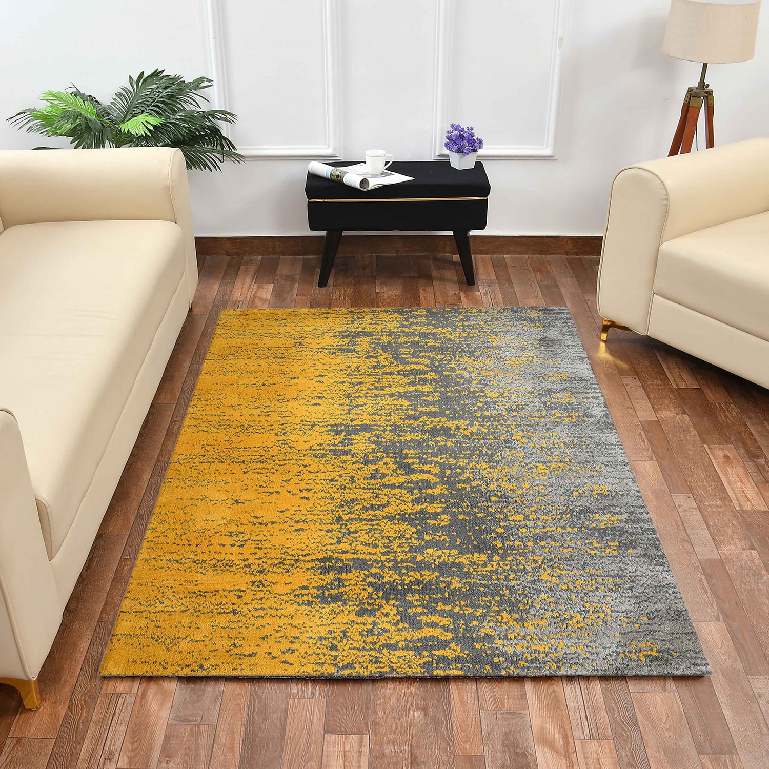 Multicolor Abstract Machine Made Polyester 6 X 9 Feet Carpet