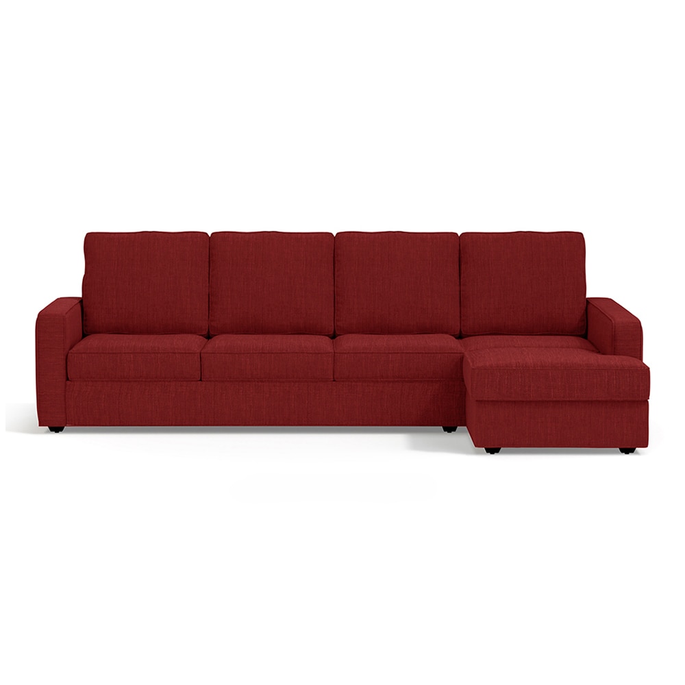 Apollo Compact Sofa (Colour : Salsa Red, Cushion : Hard, Back Type : High Back, Seating Capacity : Right Aligned 3 Seater + Right Aligned Chaise) - Urban Ladder