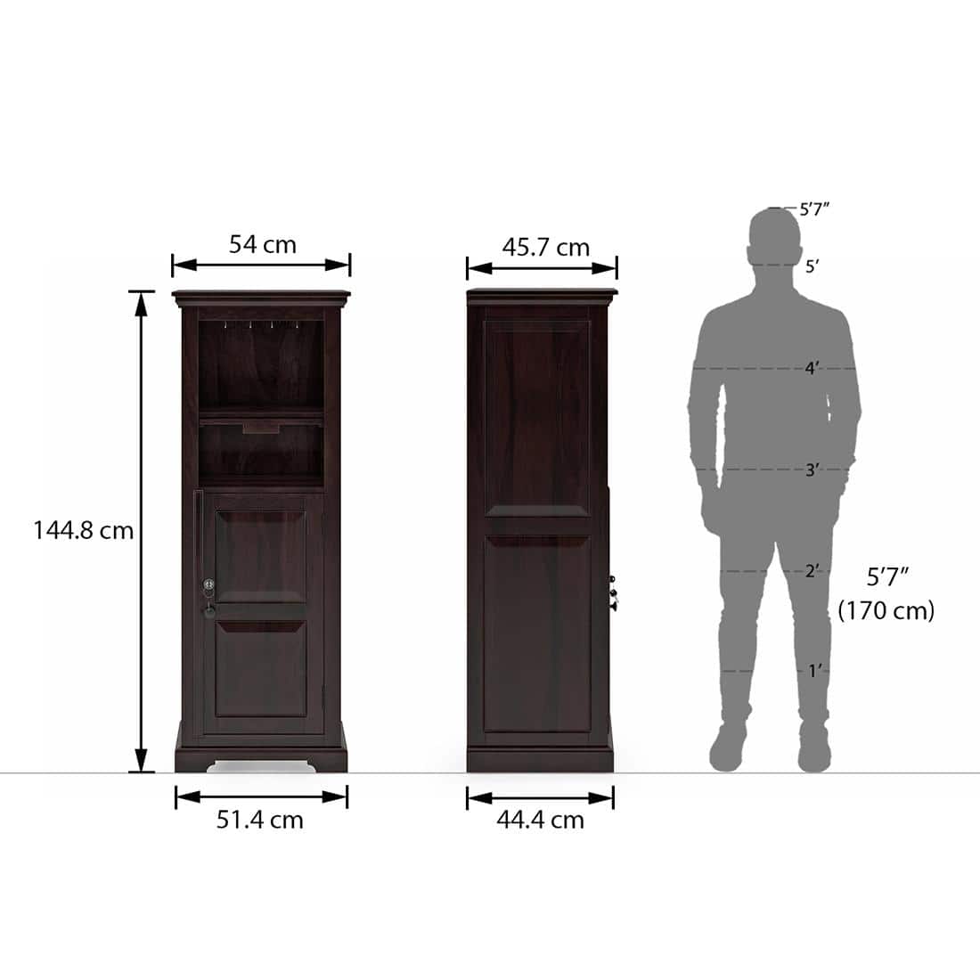 Mateo Solid Wood Bar Cabinet in Mahogany Finish