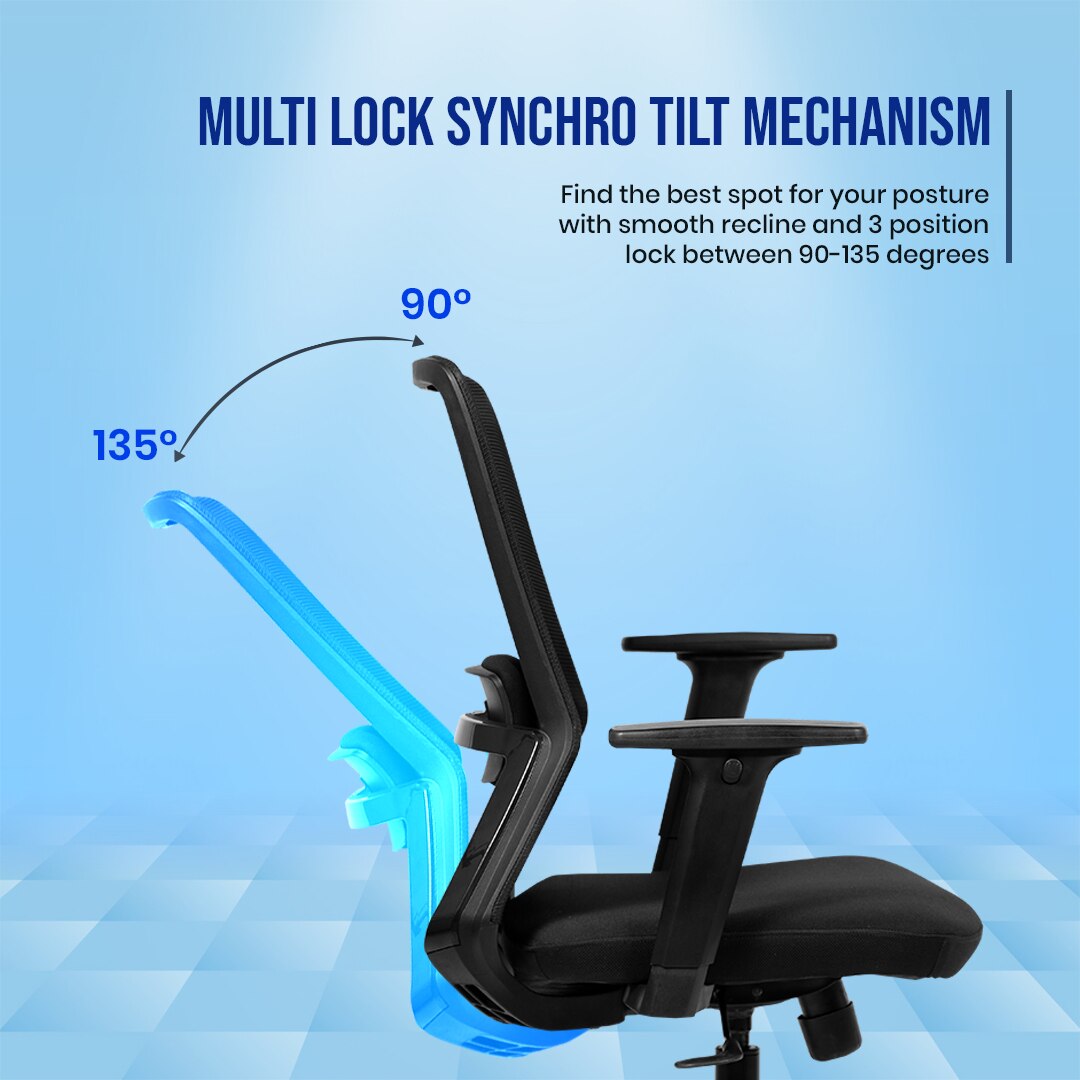 Veritas Mid Back Mesh Office Chair in Black Colour