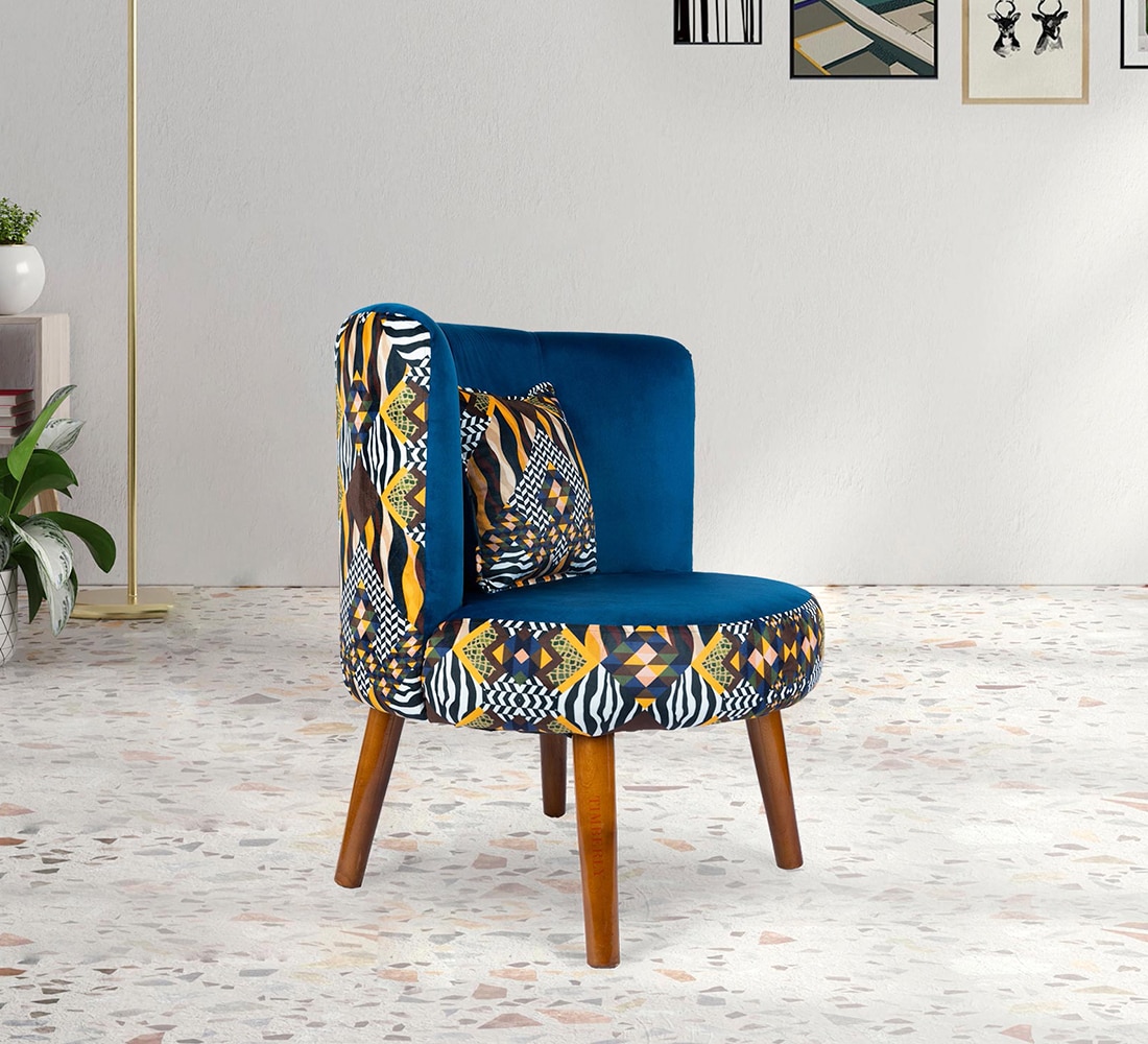 Easy Chair with Cushion in Blue Color