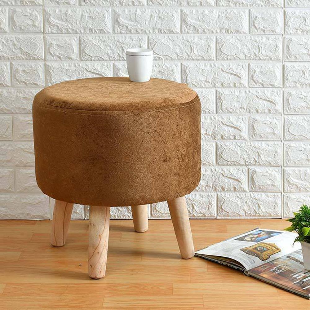 Melanie Solid Wood Stool in Brown Colour