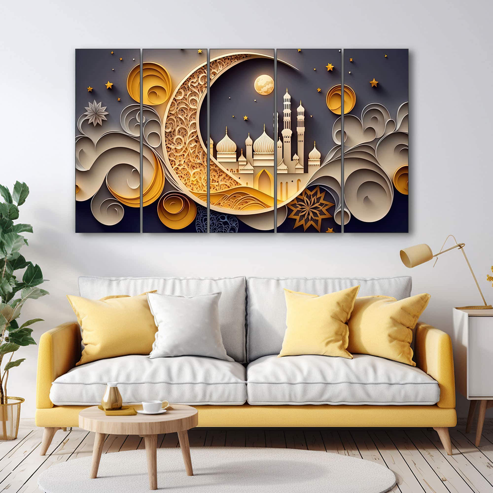 The Castle Decor Islamic Wall Painting Wooden Framed 27x48 Inch (Style 5) - The Castle Decor