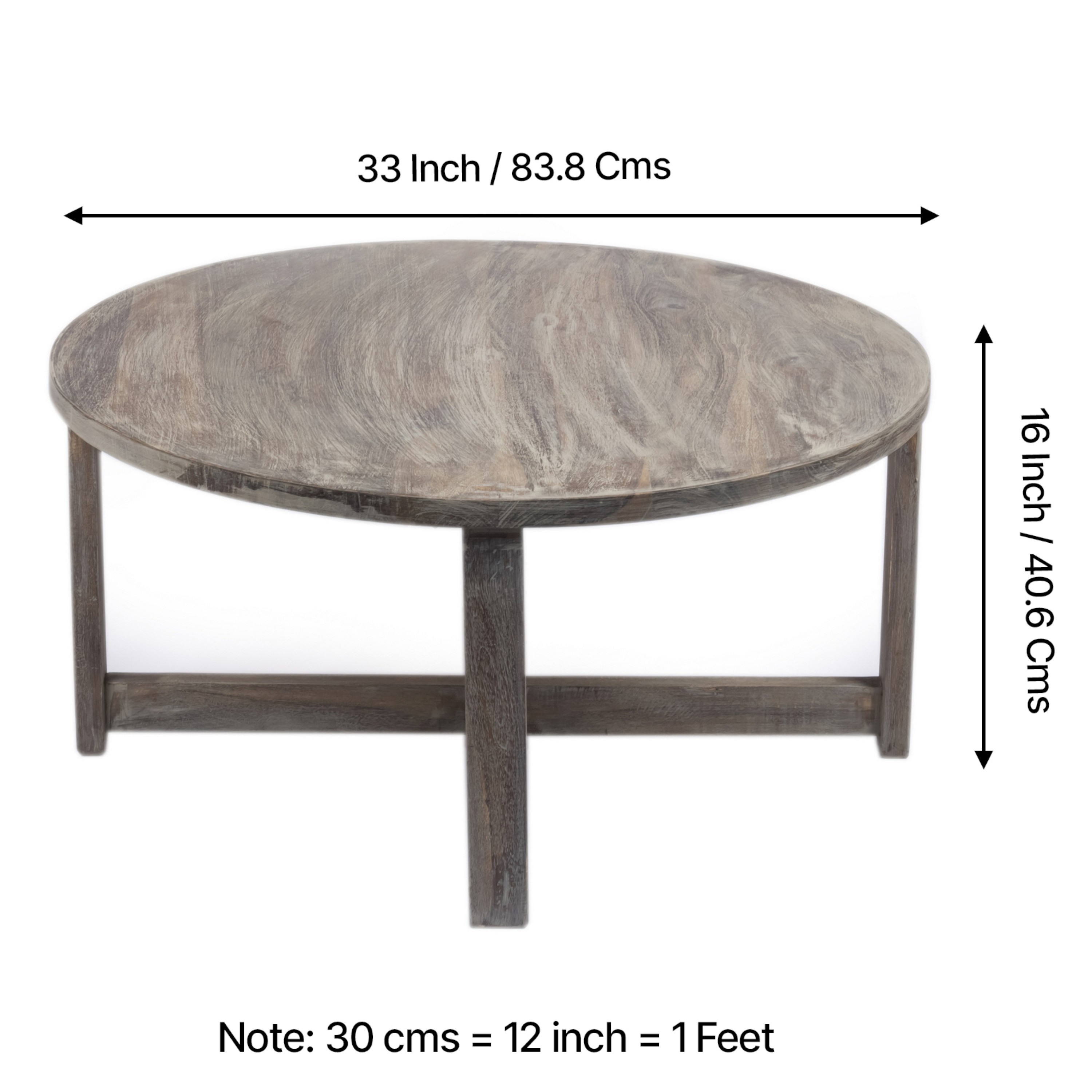 Nashville Sheesham Wood 4 Seater Coffee Table Set In Antique Grey Finish Indigo Patch Kantha Cushion