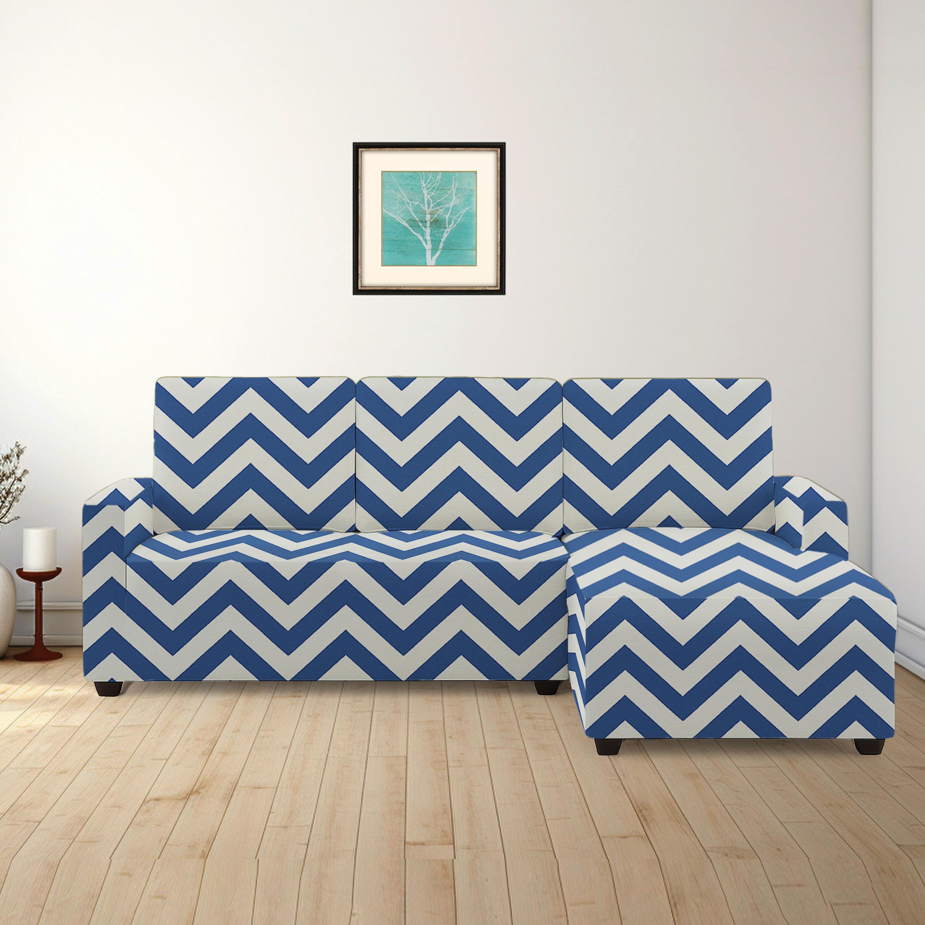 Right Aligned 2 Seater Right Aligned Chaise Grey Line Sofa Cover