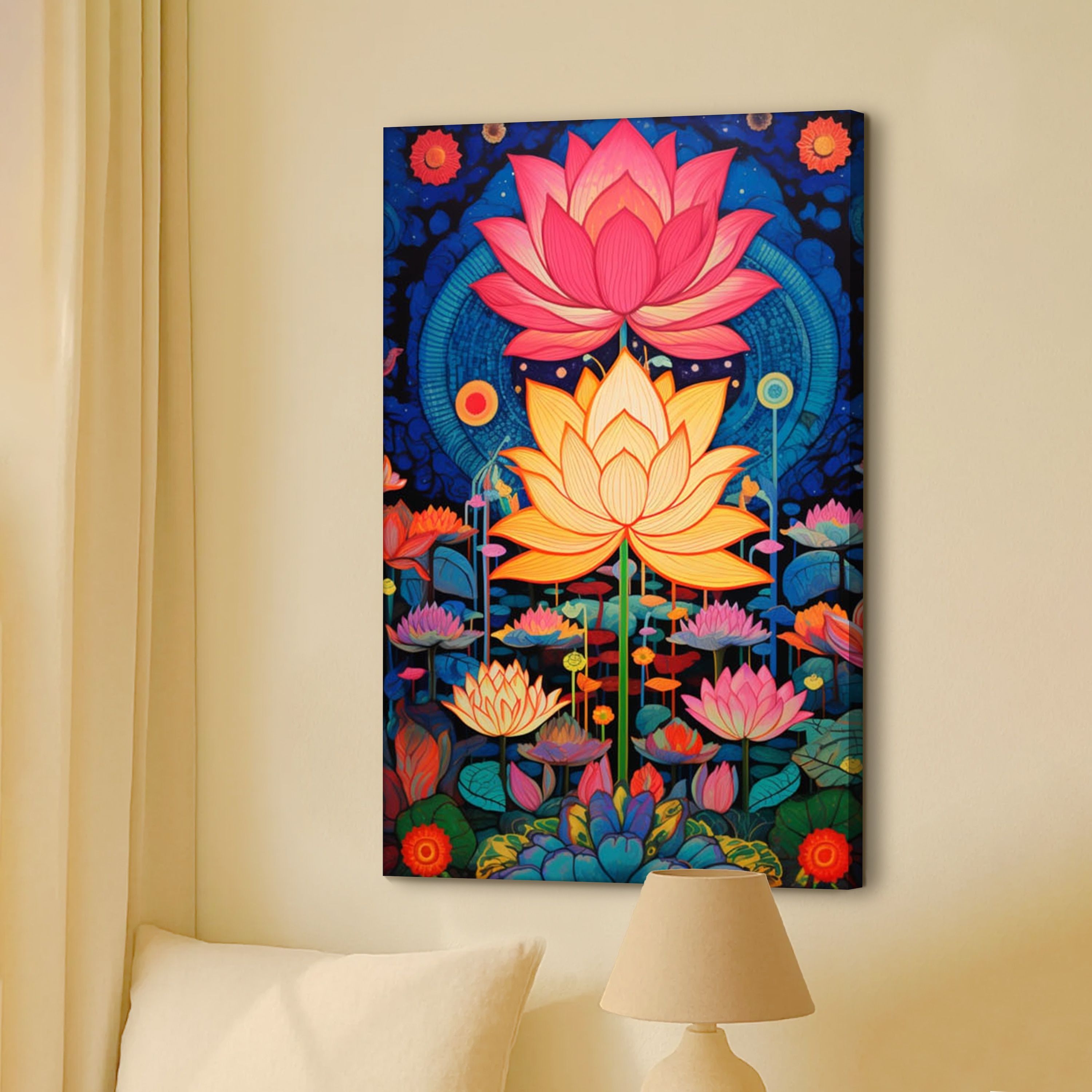 Abstract Aesthetic Lotus Canvas Wall Art 22 x 34 Inch - Art Street