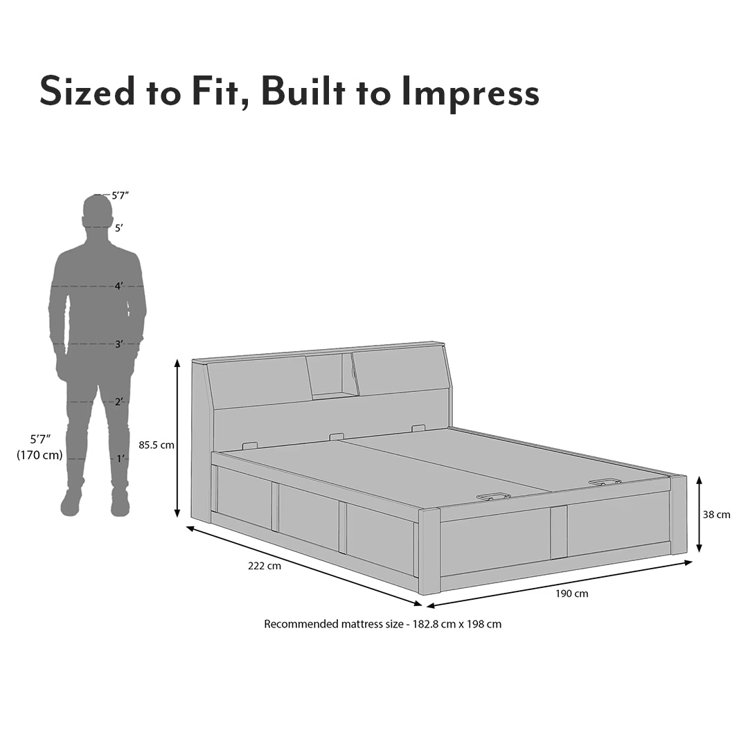 Jennings King Size Hydraulic Storage Bed in American Walnut