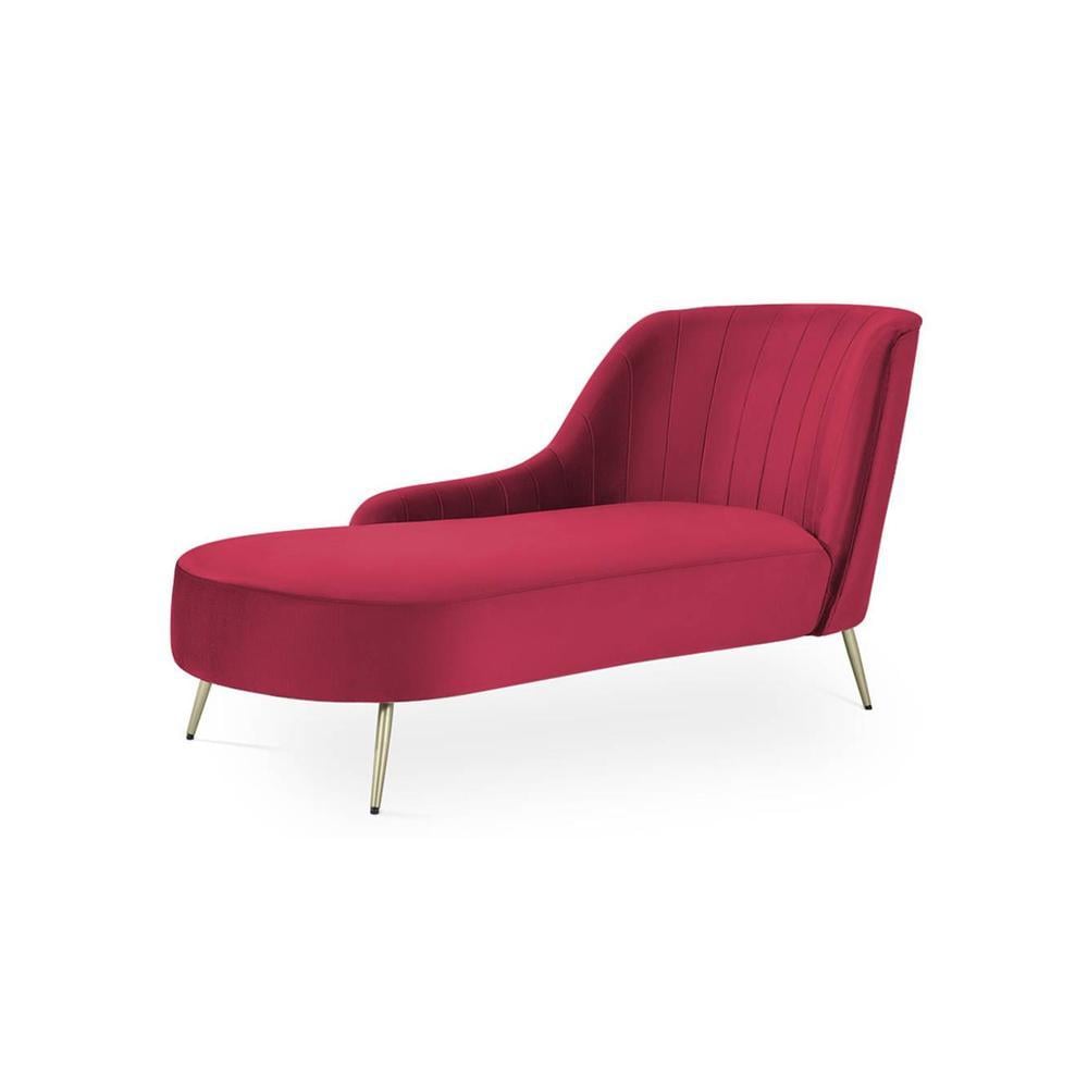Henz Velvet Chaise Launger in Maroon Colour