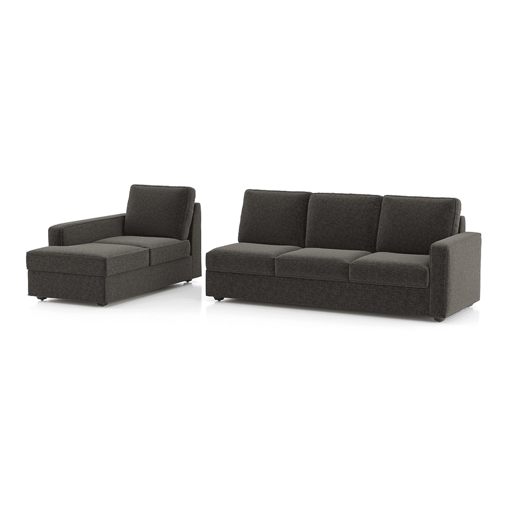 Apollo Sofa (Colour : Smoke, Cushion : Hard, Back Type : Regular, Seating Capacity : Left Aligned 3 Seater + Left Aligned Chaise)
