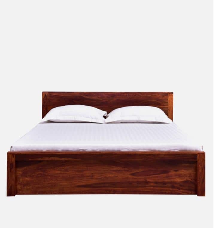 Monaco Solid Wood King Box Storage Bed In Honey Oak Finish