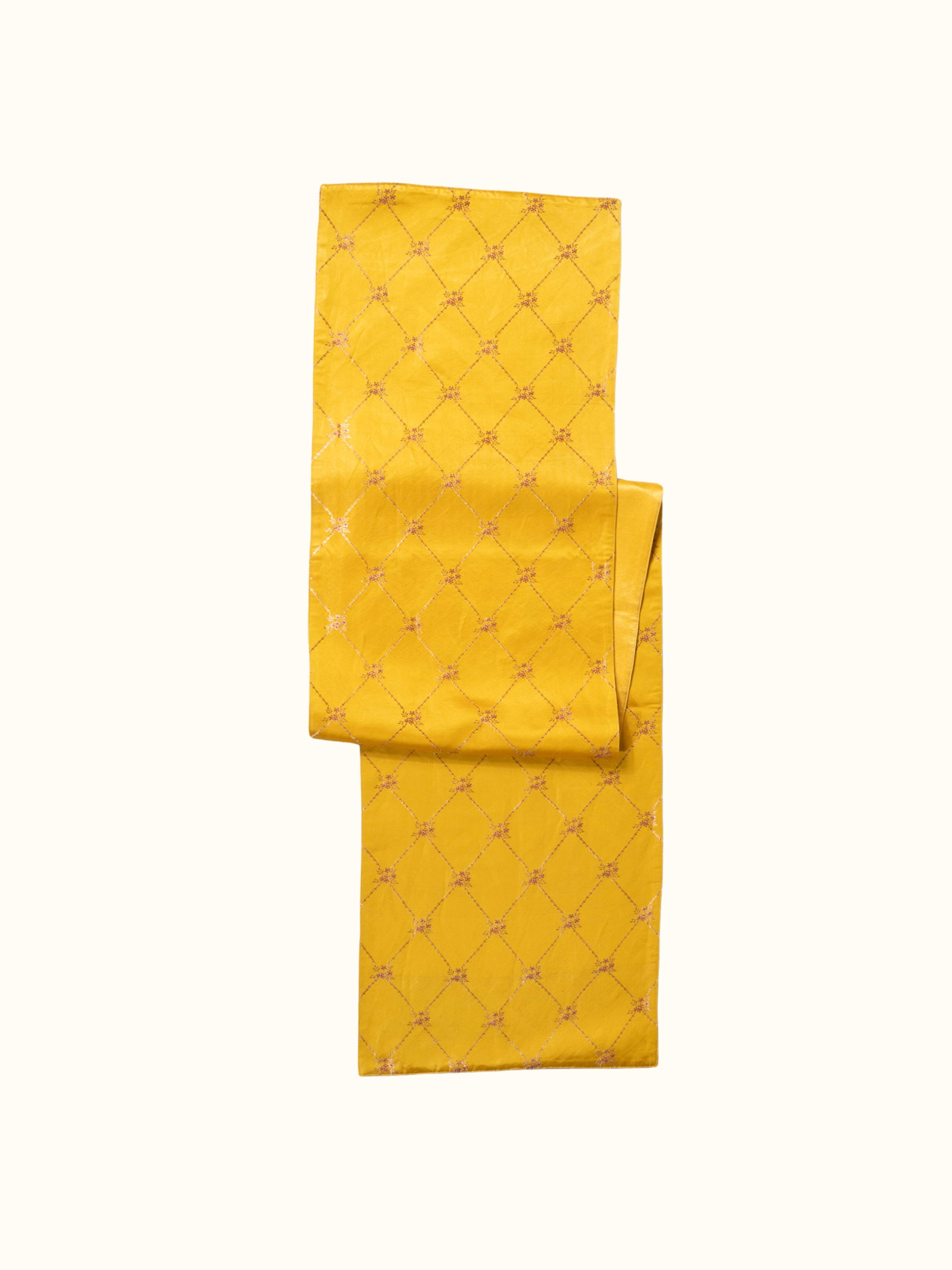 Saumya Yellow Silk Banarasi Brocade Handloom Table Runner