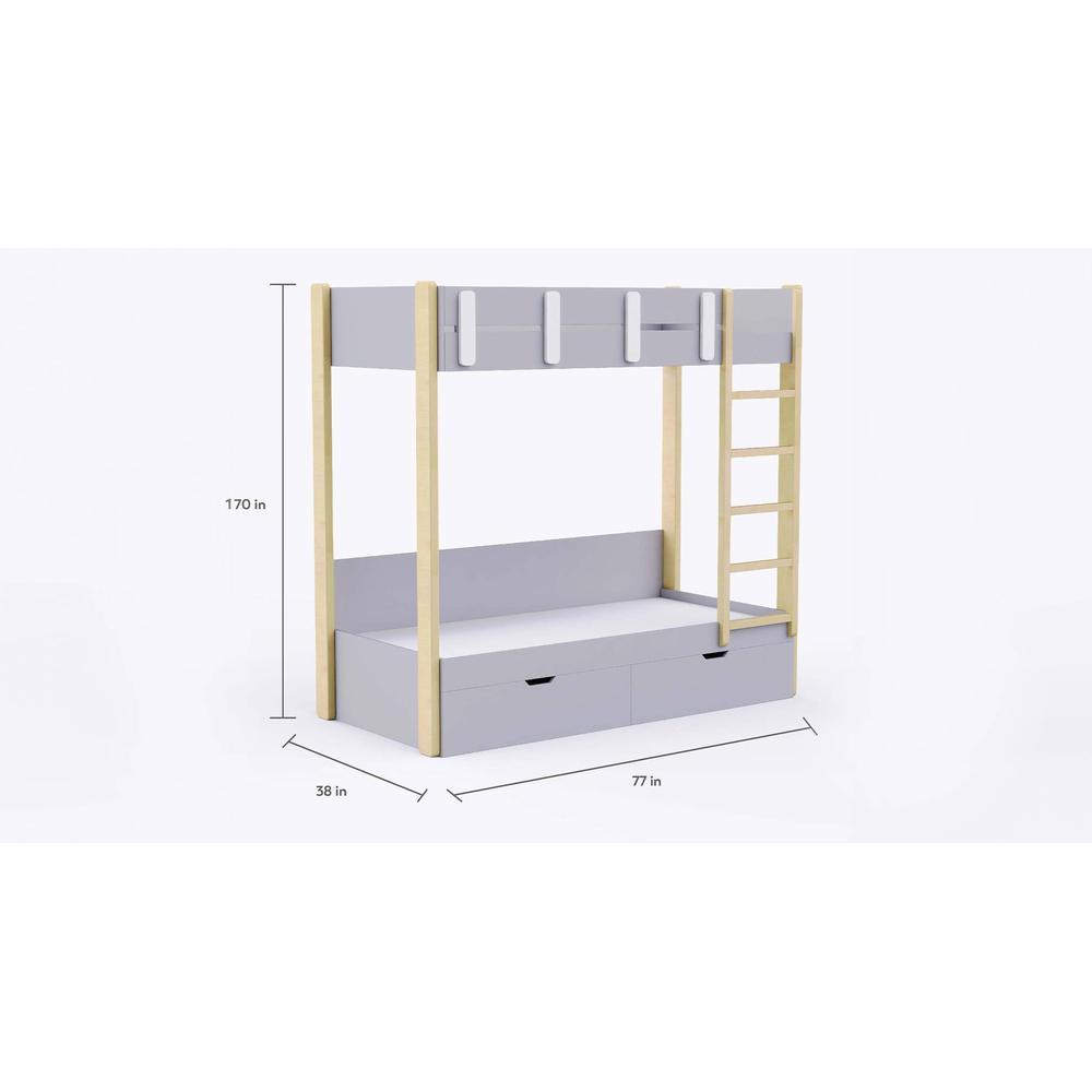 Pine Tree Bunk Bed with Drawer Storage