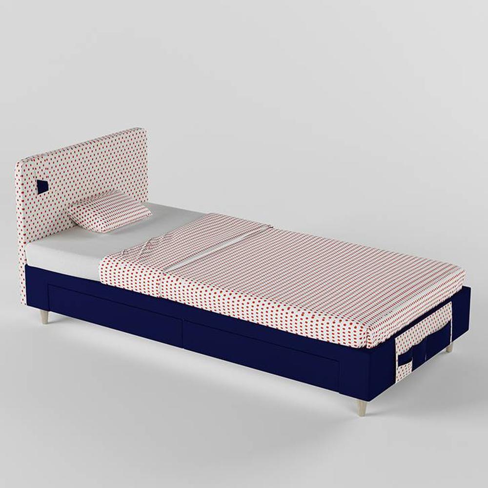 Color Play Engineered Wood Drawer Storage Bed in Electric Blue Colour