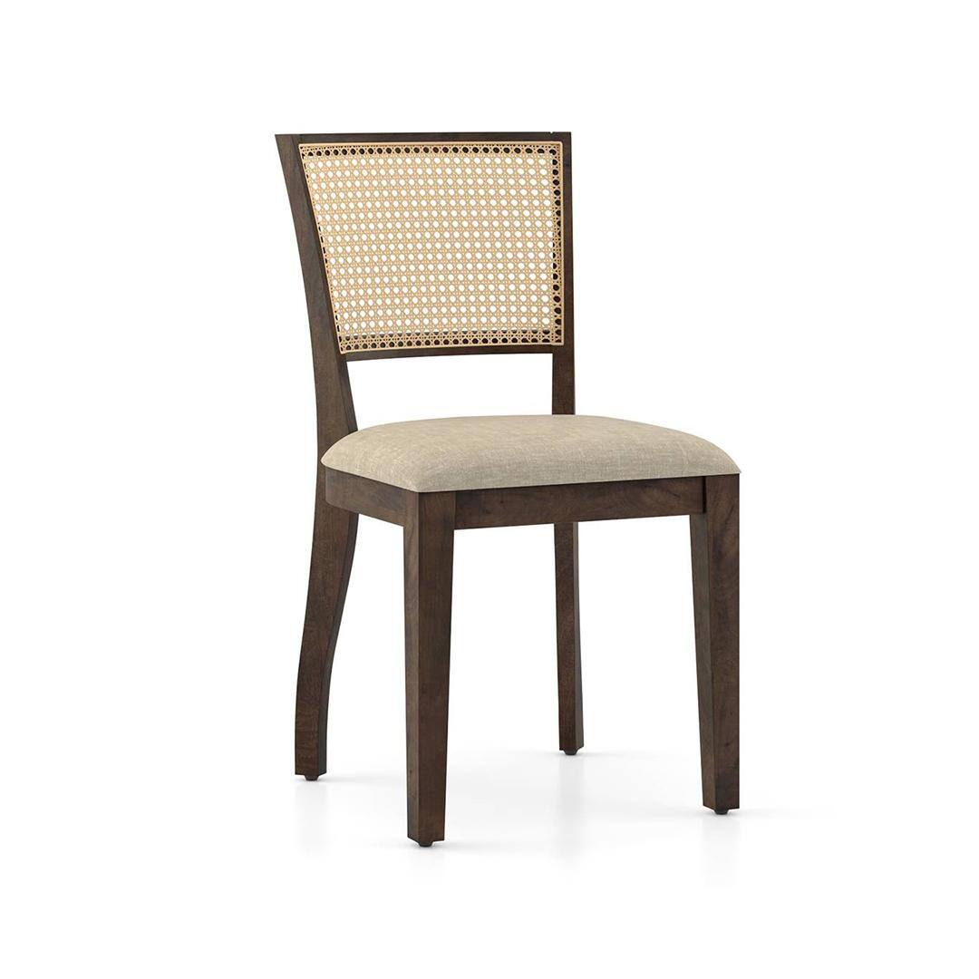 Reed Cane Chair Set Of 2 In Finish Danish Walnut Colour Macadamia Brown Hopsack Weave