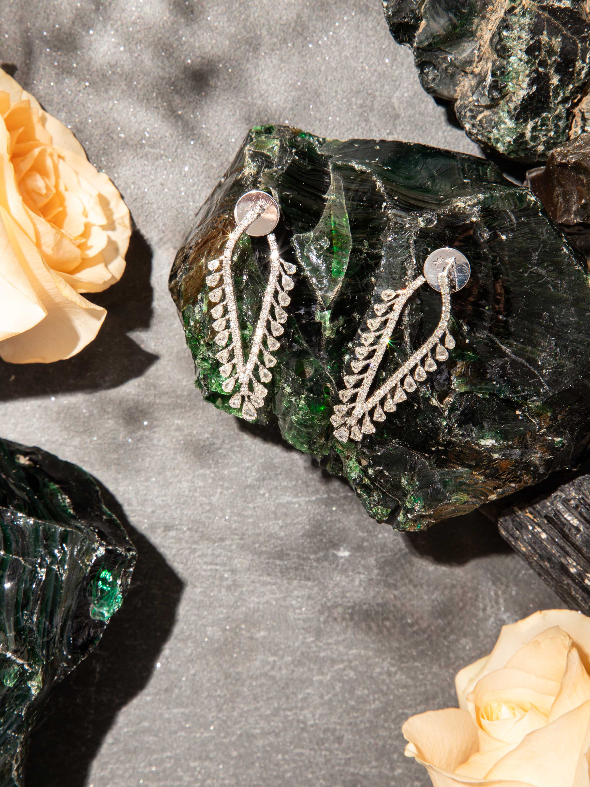 Rose Cut 18 Karat Gold Hoops