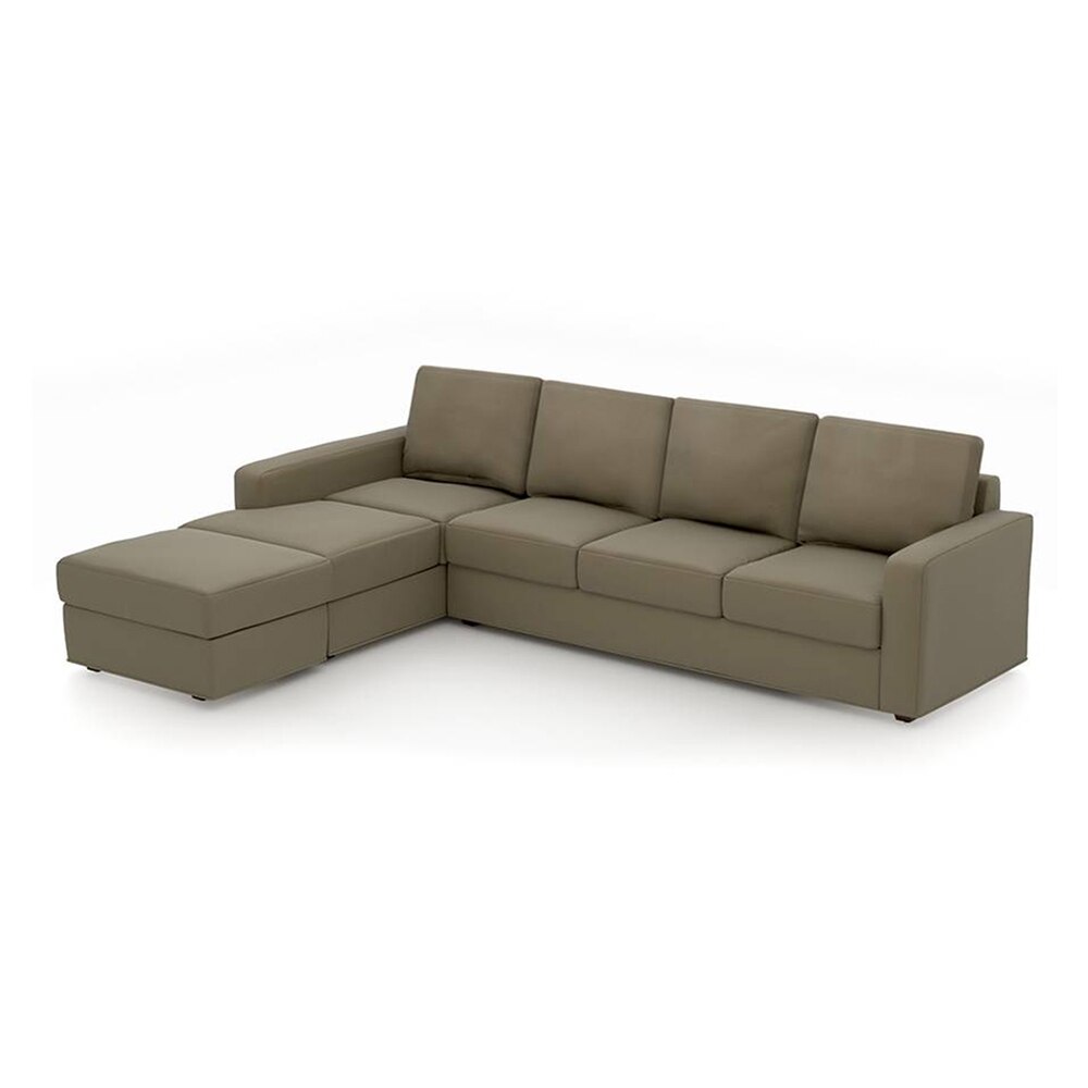Apollo Compact Sofa (Colour : Cappucino, Cushion : Hard, Seating Capacity : Left Aligned 3 Seater + Left Aligned Chaise + Ottoman)