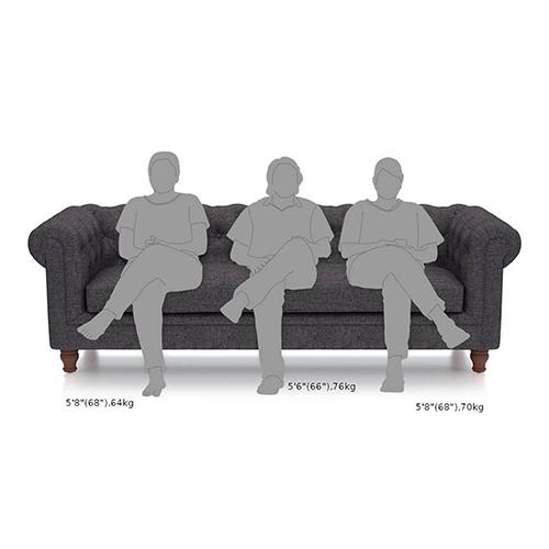 Winchester Essential 3 Seater Fabric Sofa in Steel Colour