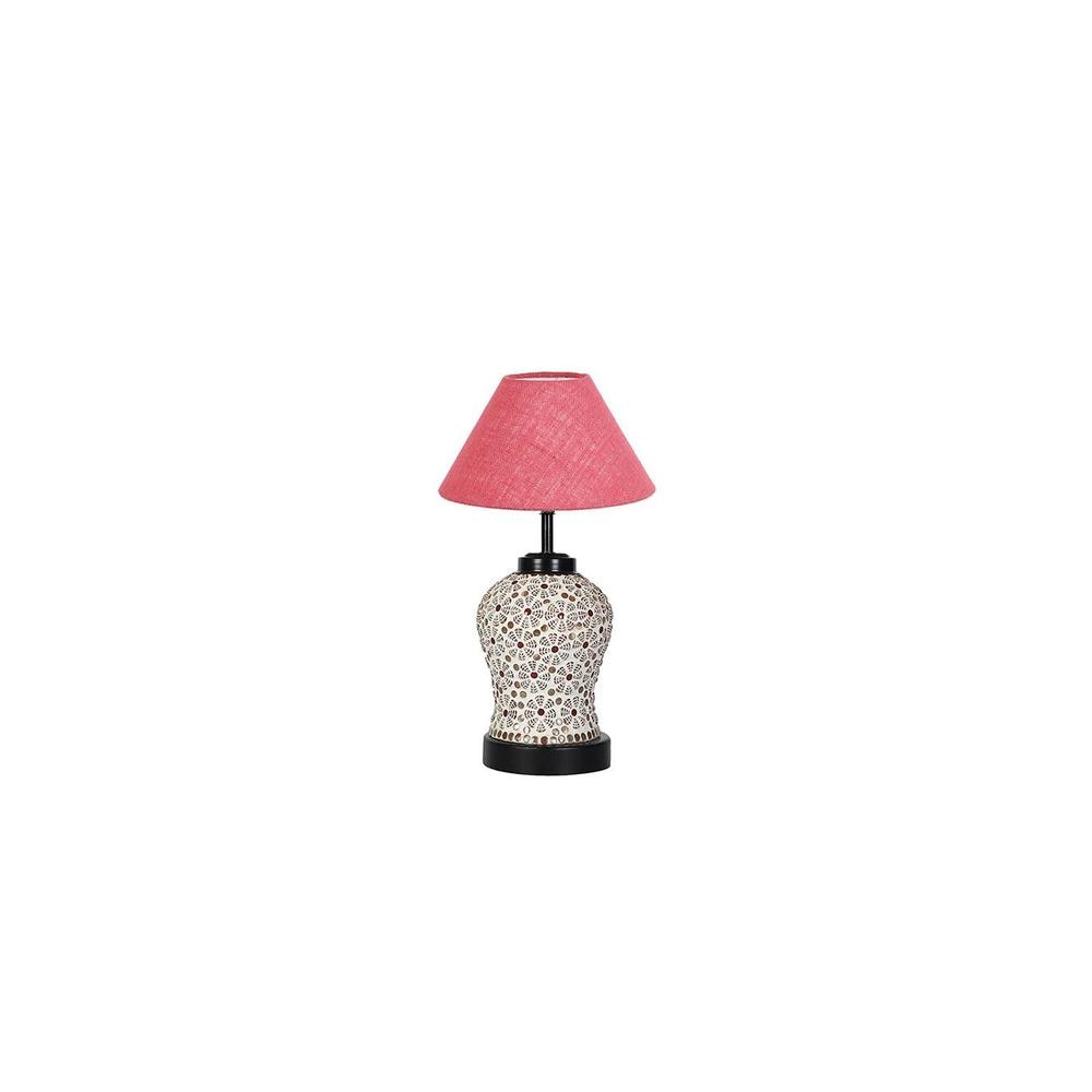 Averie Pink Jute Glass Table lamp with Iron Base