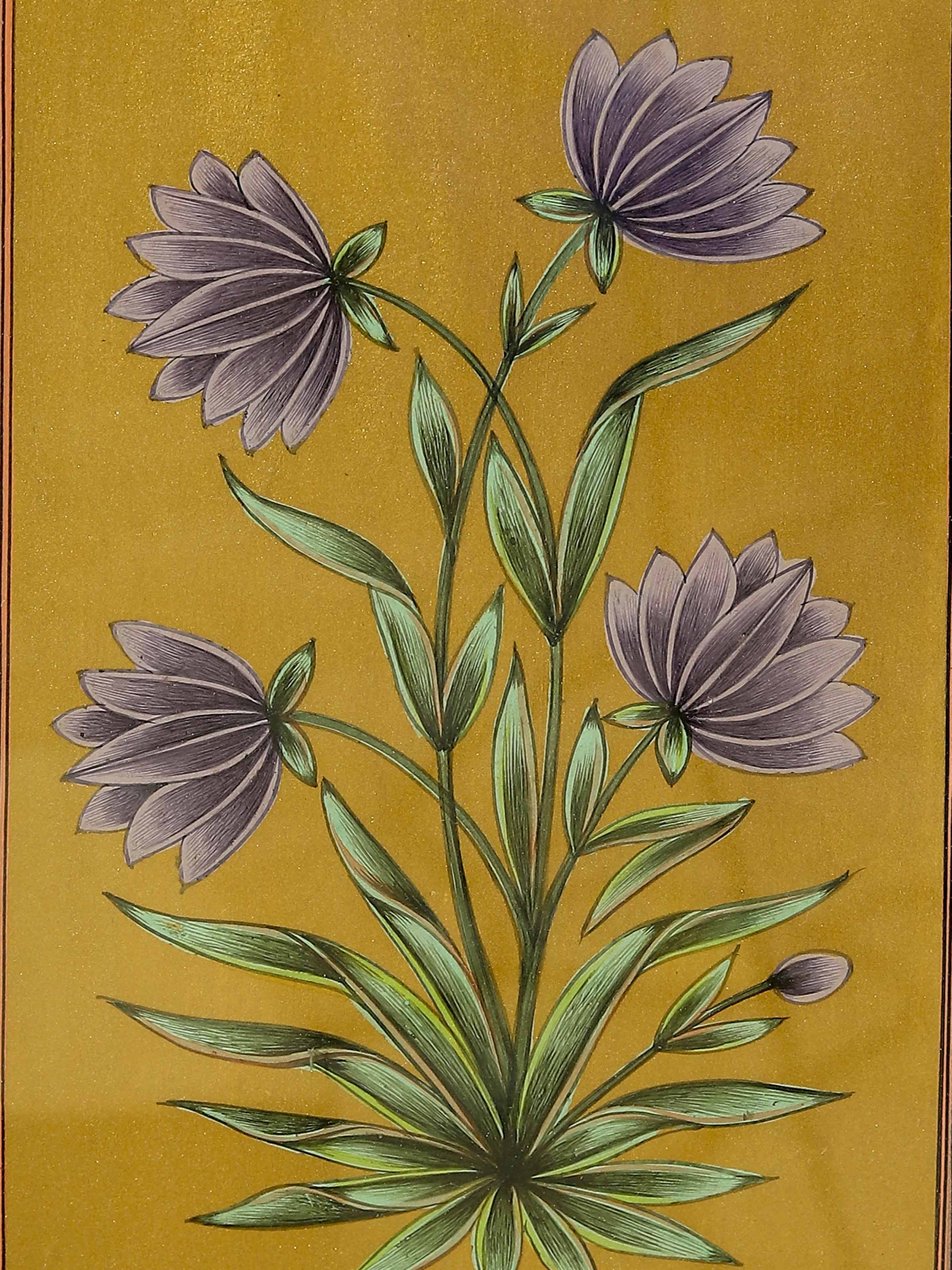 Flower Miniature Gold Painting