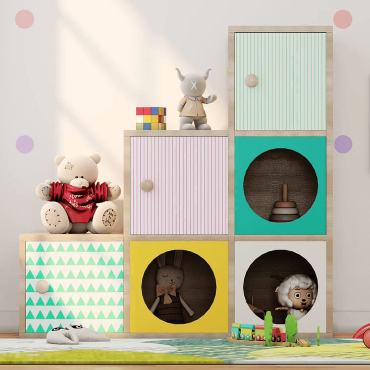 Noughts & Dots Step Storage Cabinet In Oak Colour