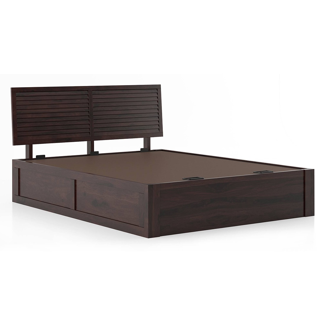 Terence Solid Wood King Size Bed With Hydraulic Storage (Mahogany Finish)