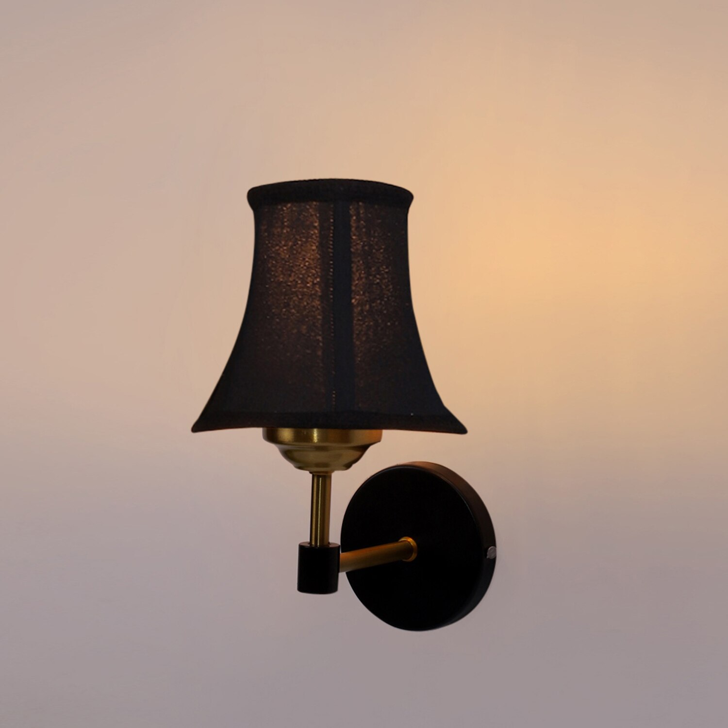 Devansh Gold Wall Mounted Lamp With Black Cotton Shade
