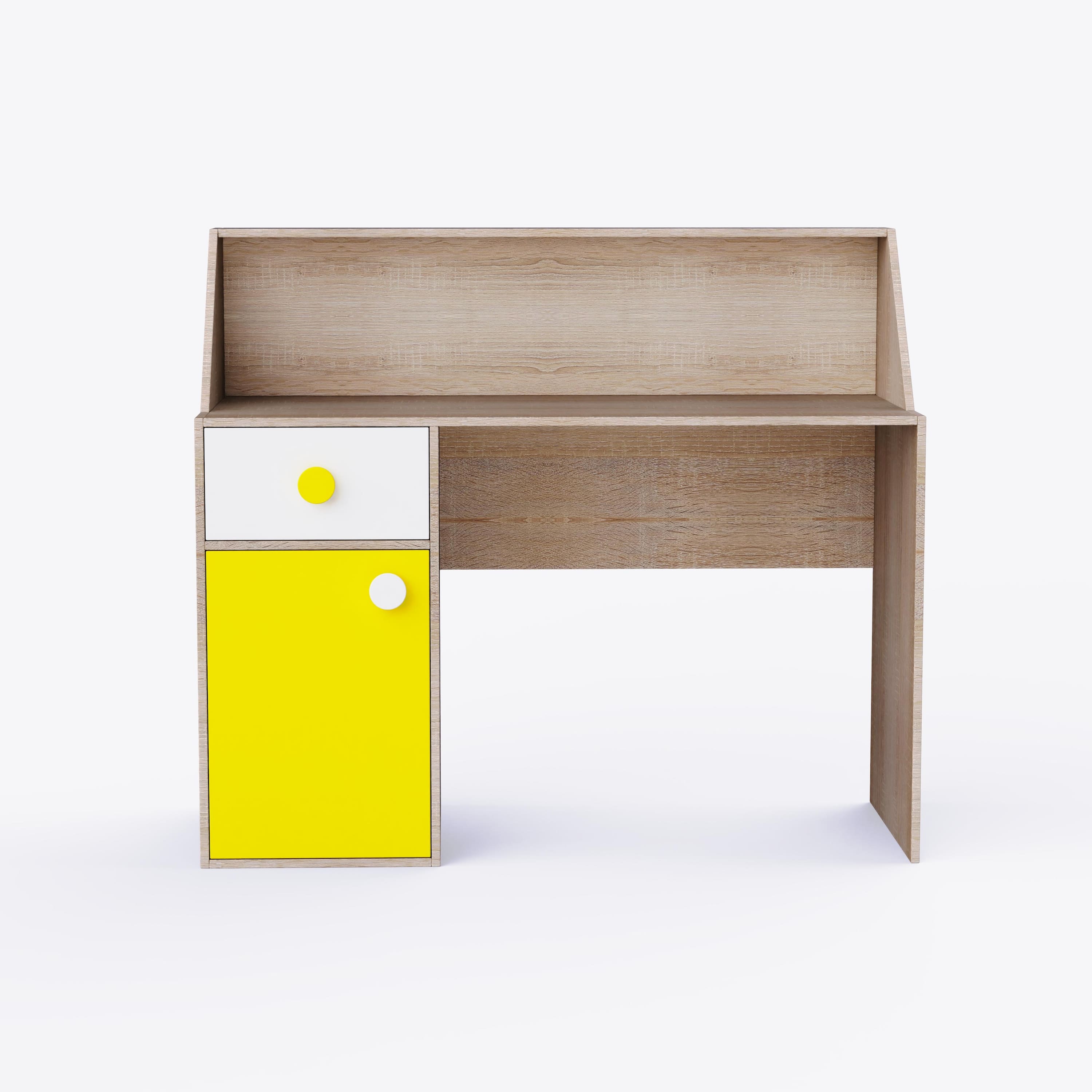 Elementary Study Table In Oak & Yellow Colour