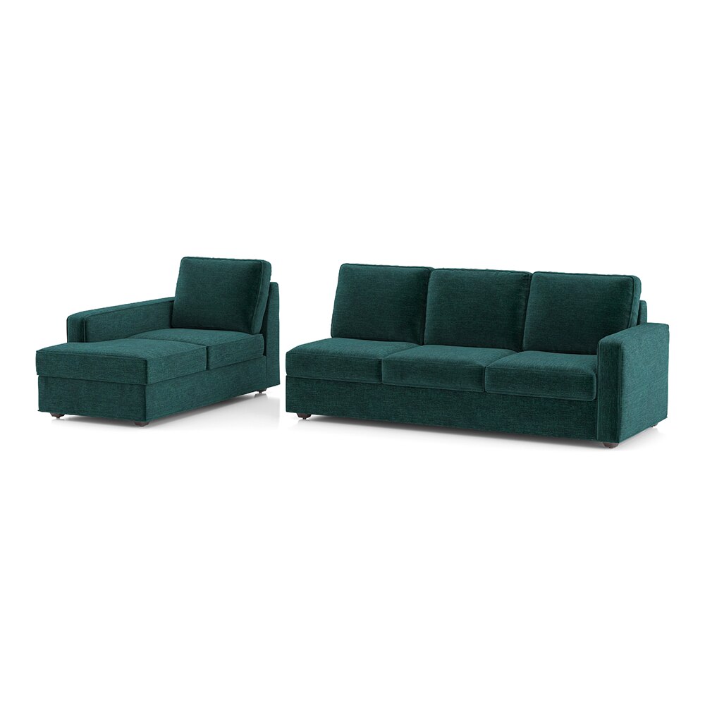 Apollo Compact Sofa (Colour : Malibu, Cushion : Hard, Back Type : Regular, Seating Capacity : Left Aligned 3 Seater + Left Aligned Chaise + Ottoman)