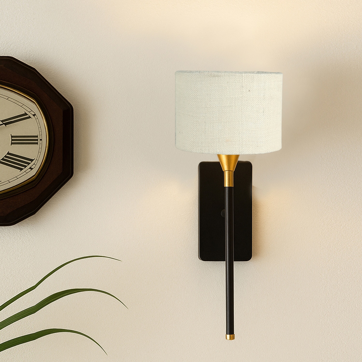 Devansh Metal Electric Wall Light in Black Colour with White Shade Count of 1 Light - Devansh