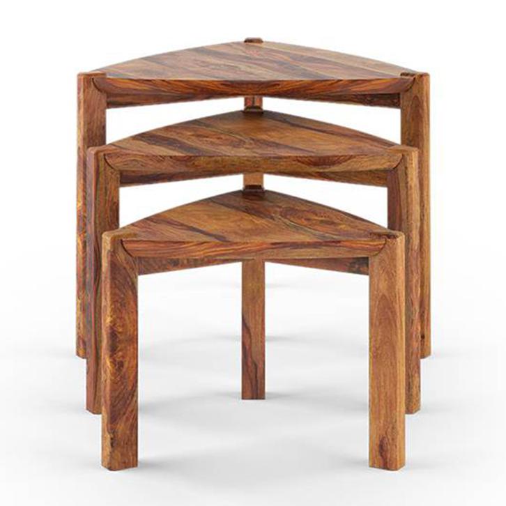 Clapton Solid Wood Side Table in Teak Finish