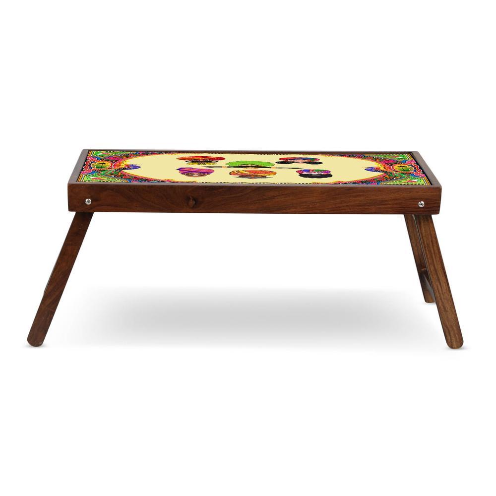 Rajasthani Charm Solid Wood Bookshelf and Serving Tray In Multicolour