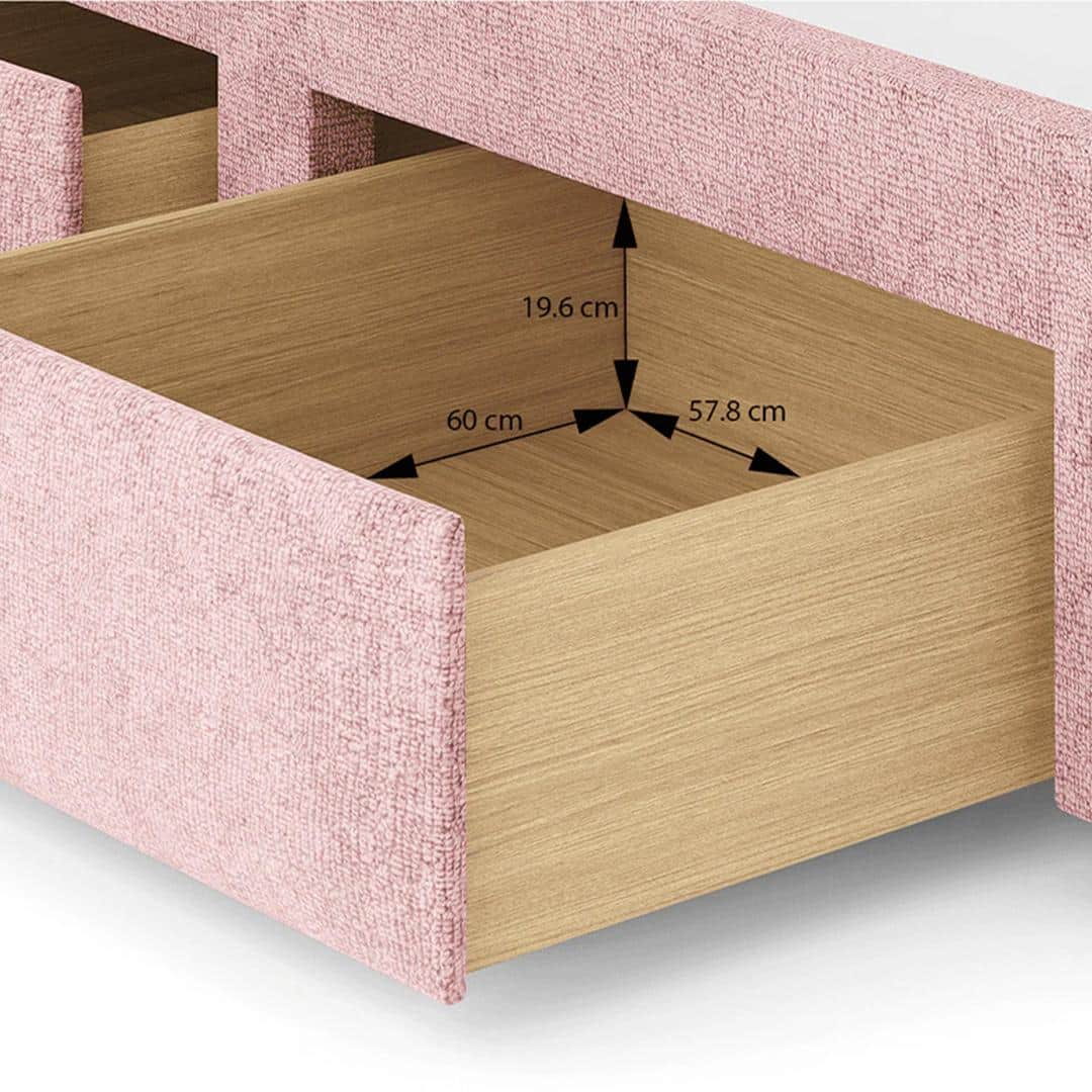 Holmebrook Engineered Wood Queen Size Drawer Storage Upholstered Bed in Desert Rose Colour