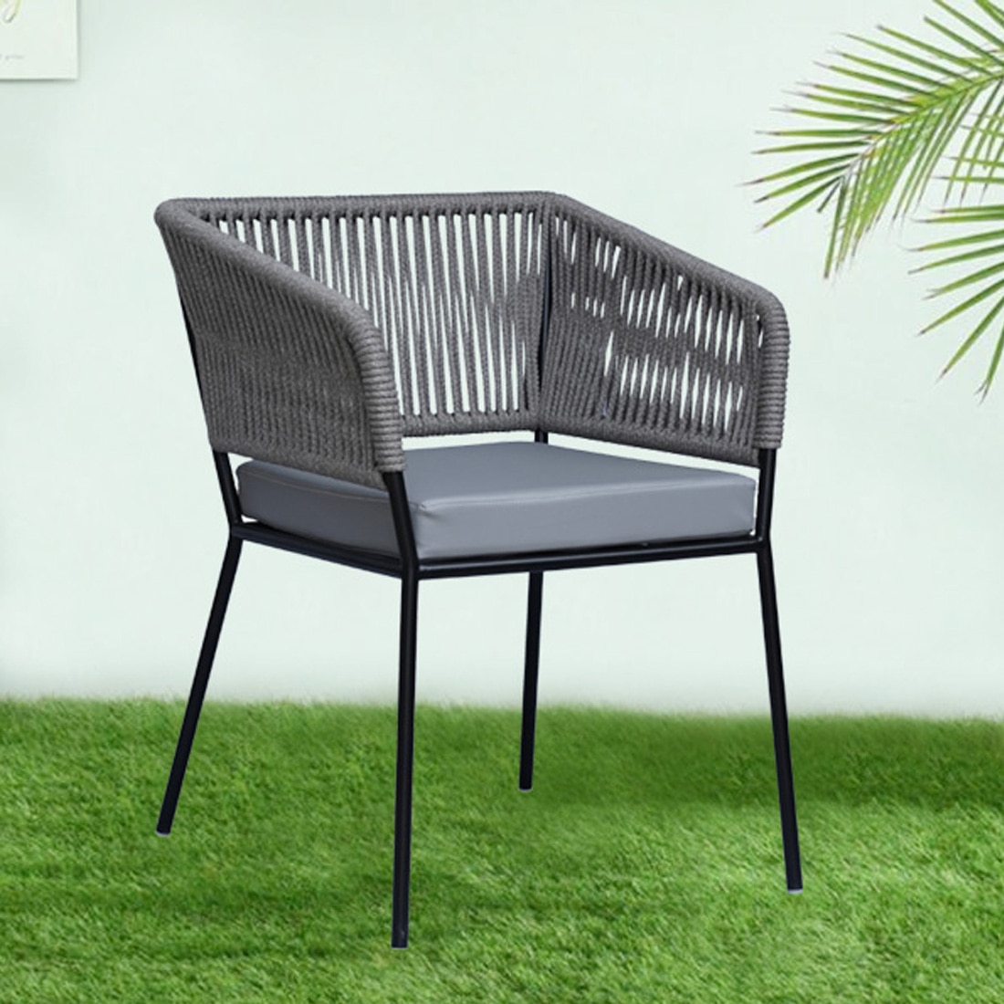 Bostan Outdoor Accent Patio Weaving Chair Gun Metal in Grey