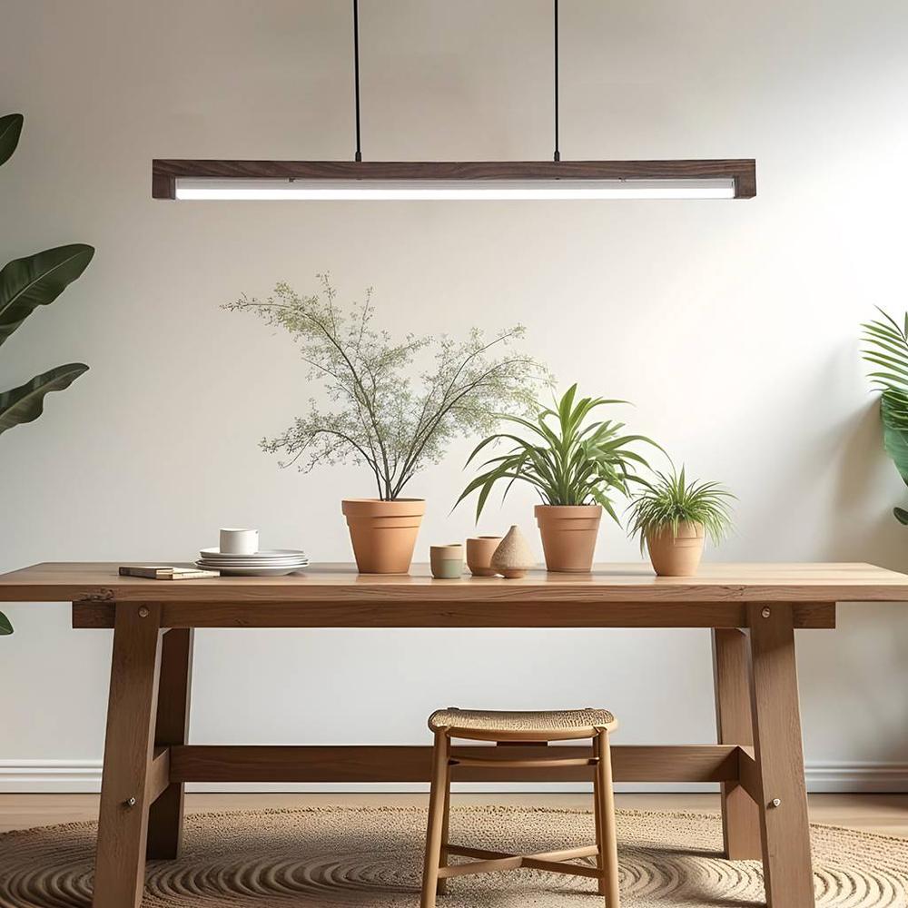 Slimline 48 Baton Brown Solid Wood Single Hanging Light