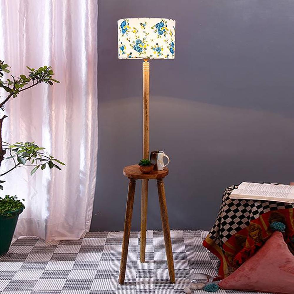 Hazelle Multicolour Cotton Shade Floor Lamp - Devansh