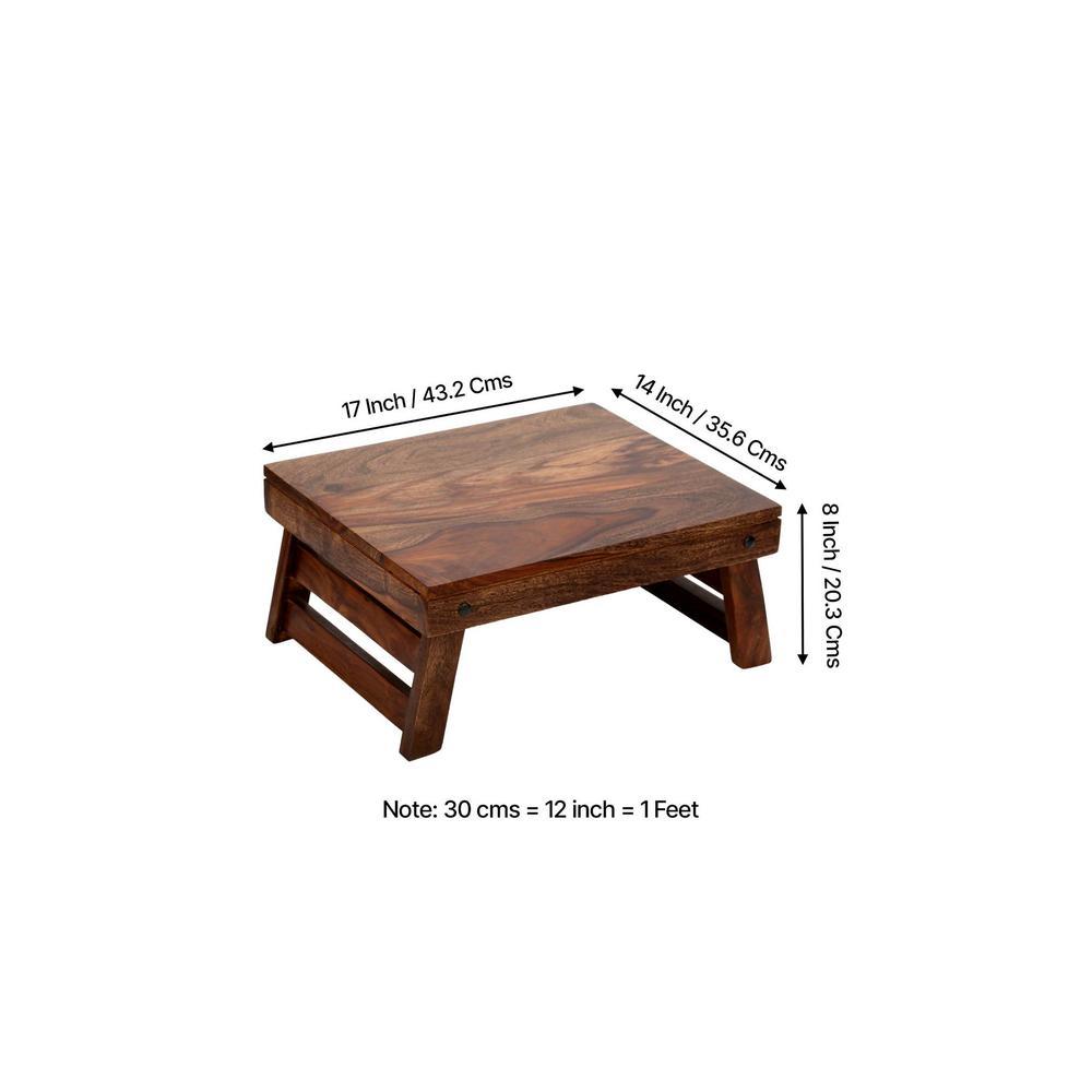 Ohio Sheesham Wood Foldable Laptop Table in Teak Finish
