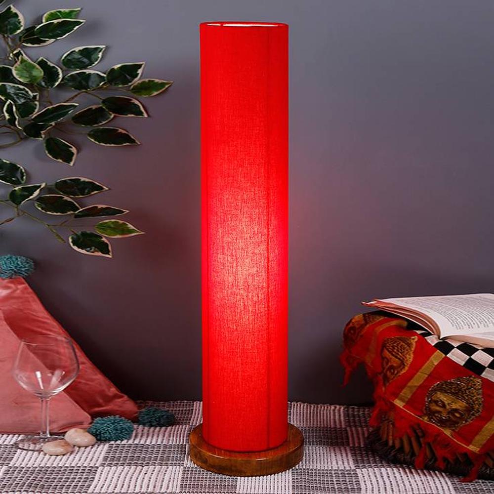 Neil Red Cotton Shade Floor Lamp - Devansh