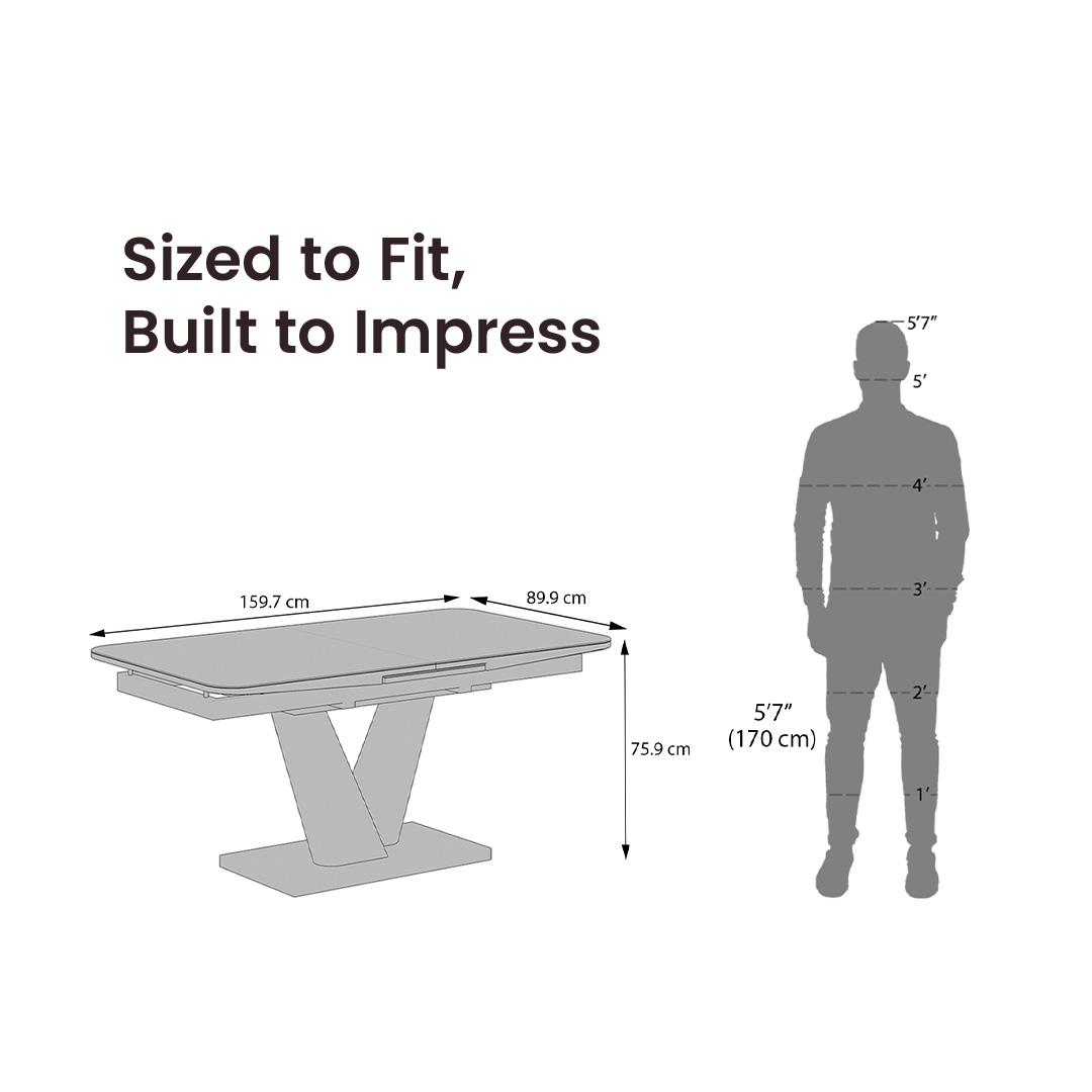 Caribu Glass 4 To 6 Seater Extendable Dining Table In White High Gloss Finish