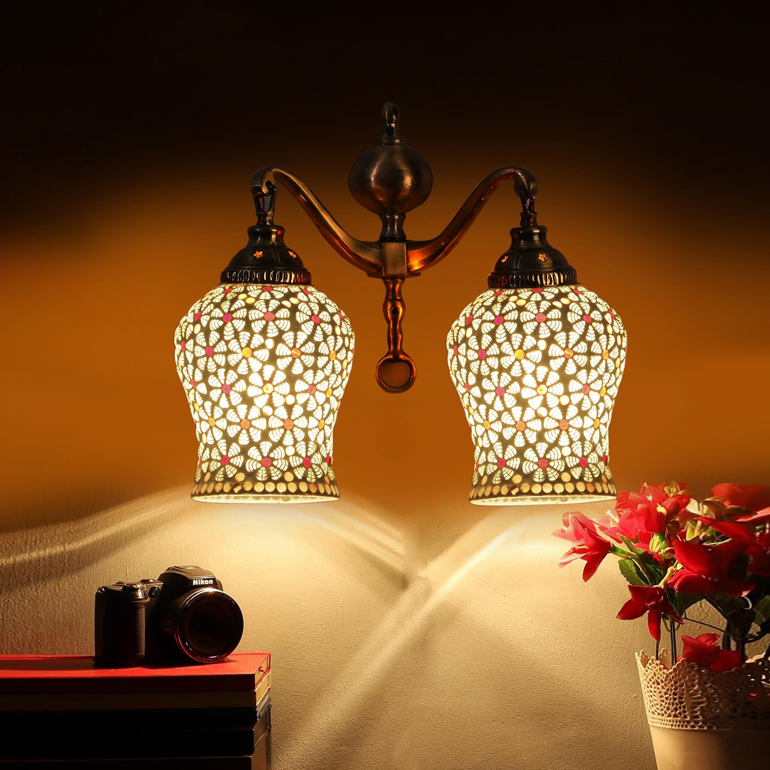Devansh Metal Electric Wall Light in Multi Colour with Multi Shade Count of 2 Lights - Devansh