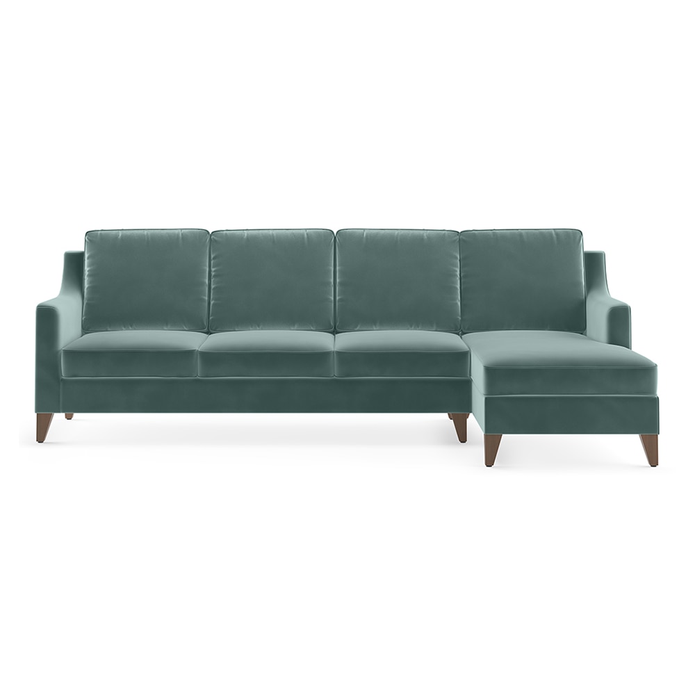 Abbey Sectional Sofa (Colour : Dusty Turquoise Velvet, Cushion : Hard, Seater : Right Aligned 3 Seater + Right Aligned Chaise)