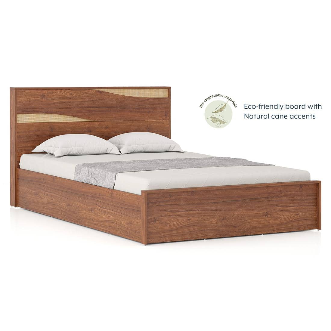 Karya Engineered Wood King Size Box Storage Bed In Wheat Brown Walnut Finish