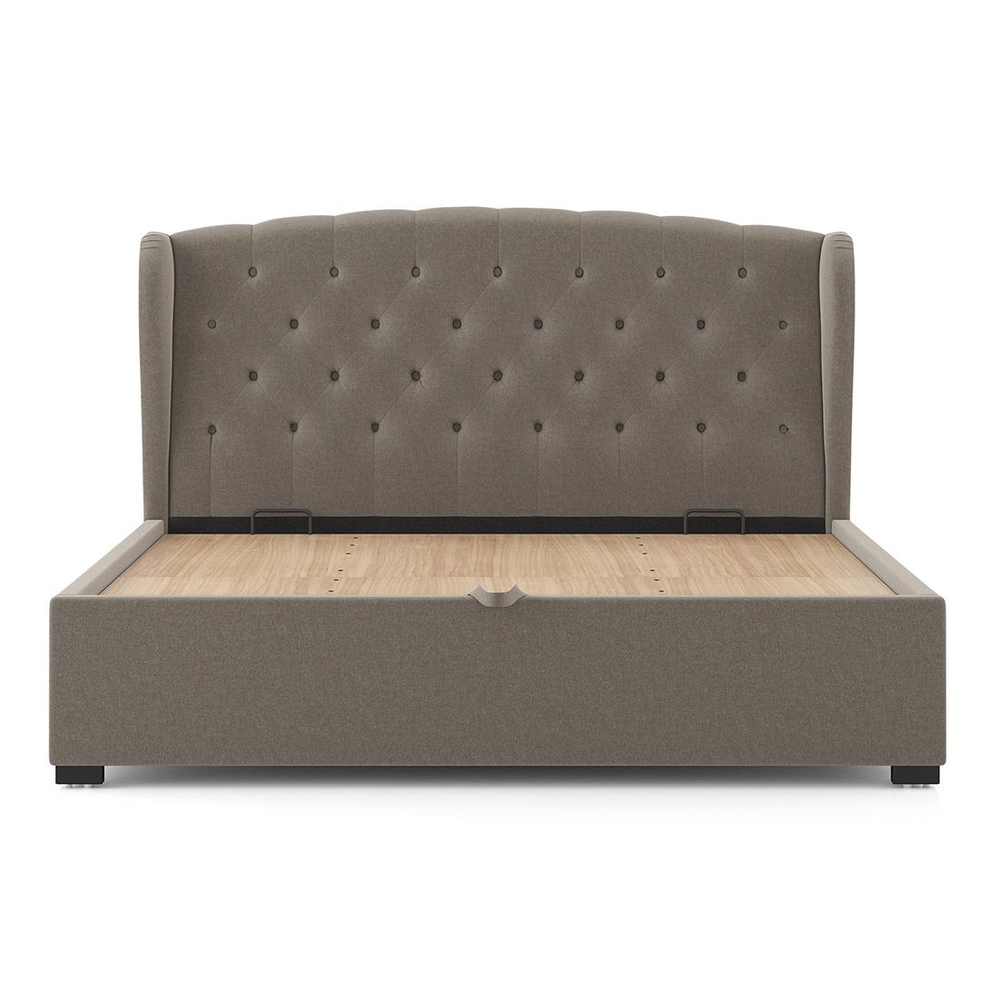 Holmebrook Upholstered Storage Bed In Hydraulic (Bed Size : King, Colour : Shitake Beige)