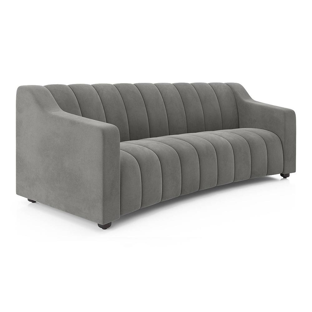 Sienna 3 Seater Fabric Sofa in Ash Grey Velvet Colour