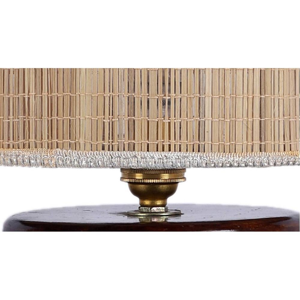 Graham Beige Bamboo Shade Table Lamp with Brown Wooden Base