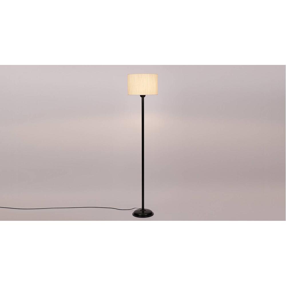 Frasier Black Cotton Shade Floor Lamp